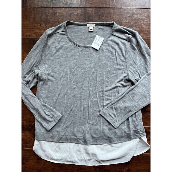 J. Crew Mixed Media Long Sleeve Layering Casual Work Shirt NWT Large - Picture 1 of 6